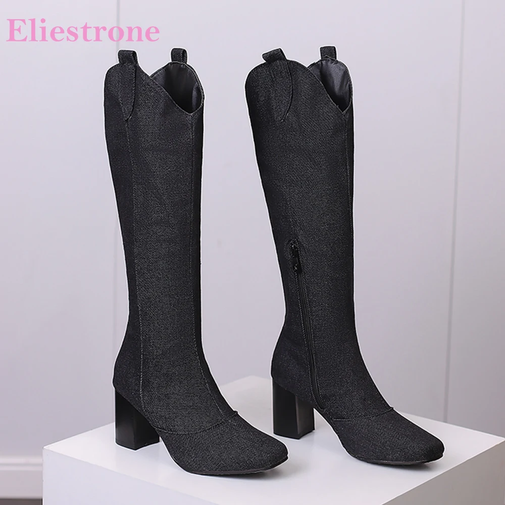 Riding Boot Short - جديد شتاء أسود أزرق المرأة الركبة