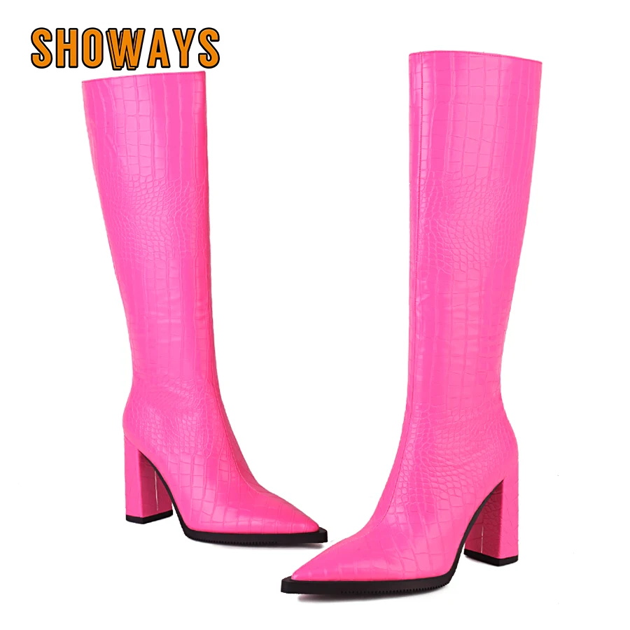 Riding Boot Short - فو جلد التمساح النساء حذاء برقبة